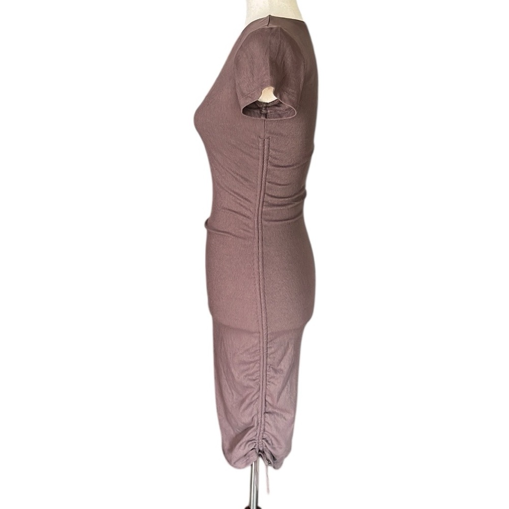 White Fox Adjustable Side Ruched Ribbed Body Con Dress - Picture 8 of 9